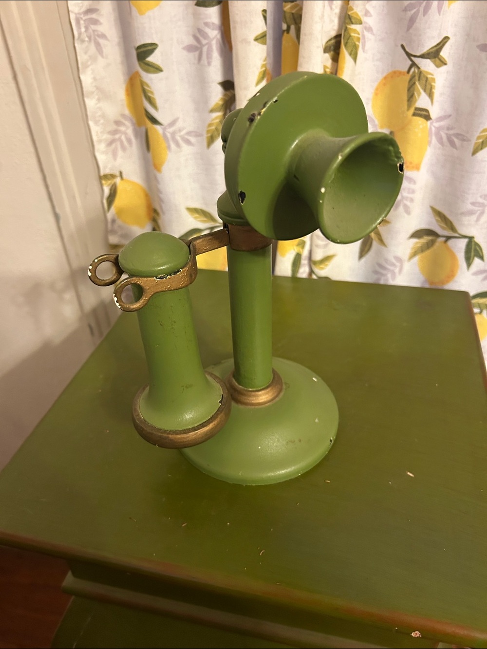Green Vintage Style Candlestick Telephone. I believe it was a real phone.